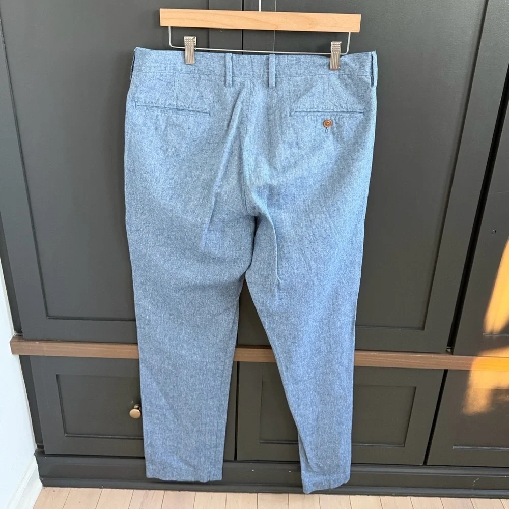 J. Crew | The Sutton | Straight-fit Linen-Cotton Blend Pant | Sky Blue | 34-32